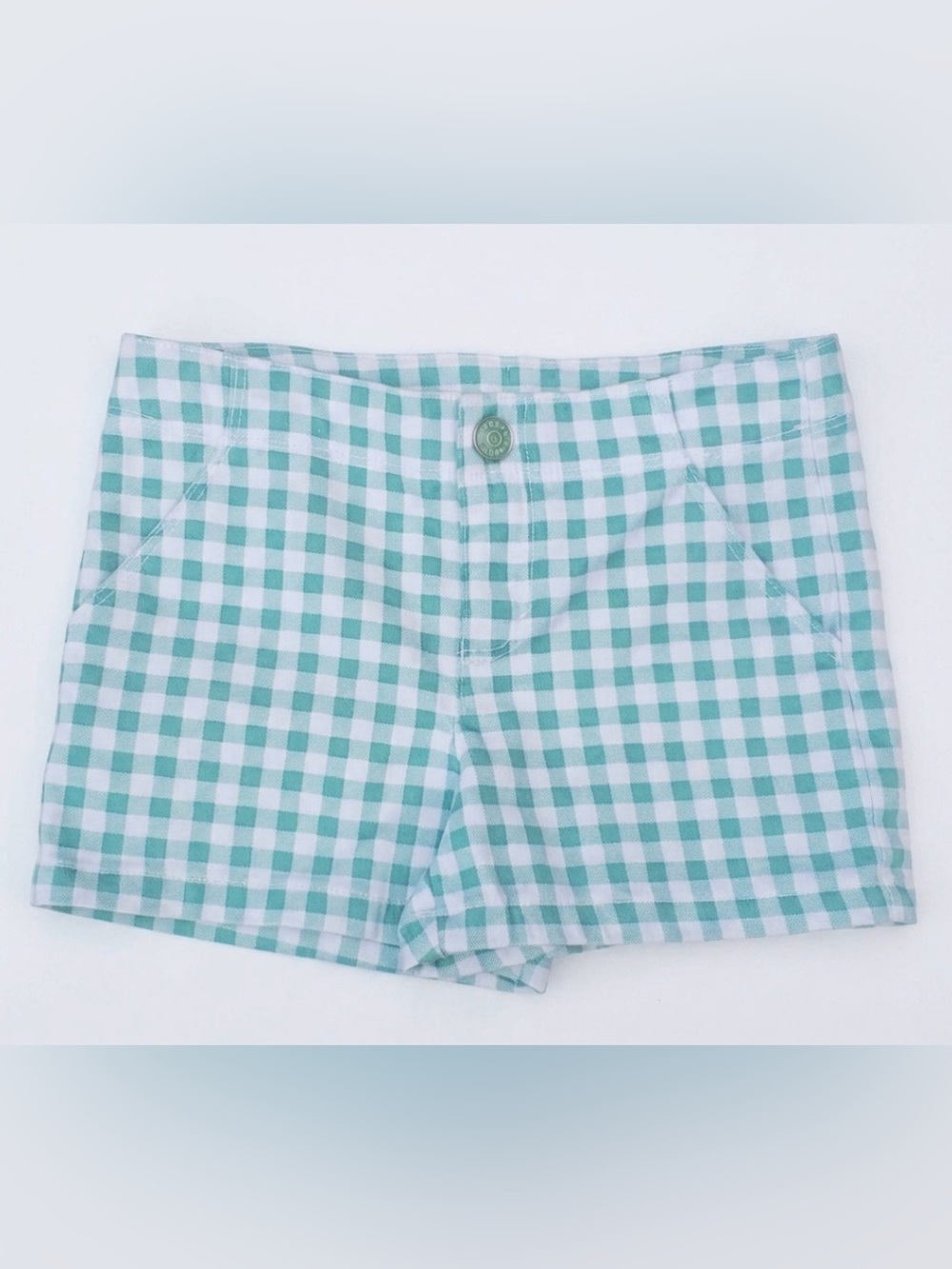 Gymboree | Green White Gingham Adjustable Waist Girl Shorts | 6